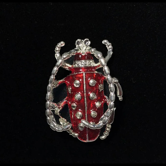 Vintage Jeweled Beetle  Lapel Pin