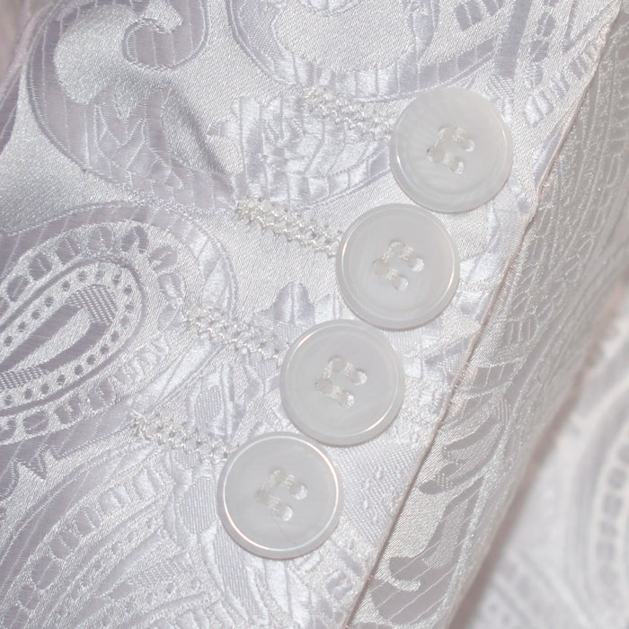 White Paisley Designer Modern-Fit Jacket With Notch Lapels