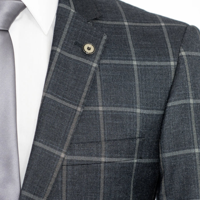 Charcoal Windowpane Plaid 2-Piece Tailored-Fit Suit