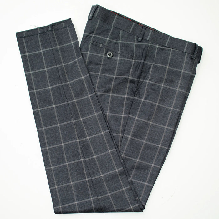 Charcoal Windowpane Plaid 2-Piece Tailored-Fit Suit