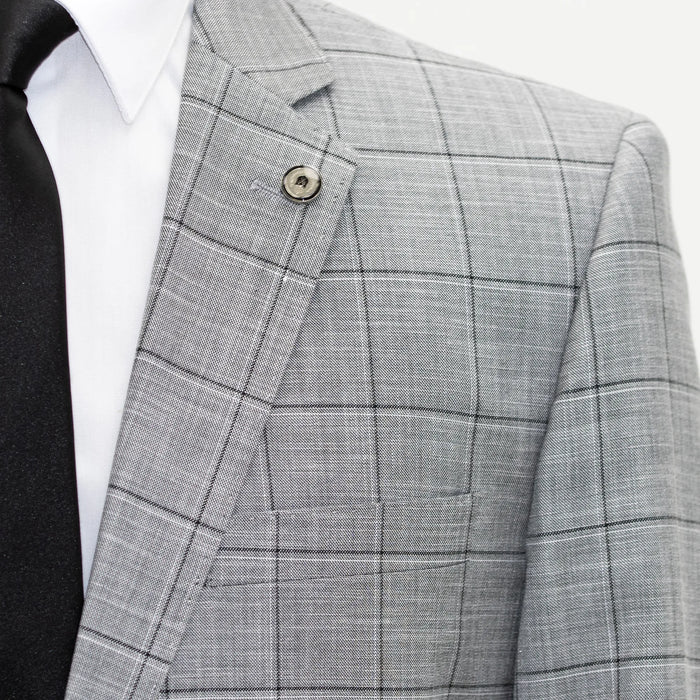 Gray Windowpane Plaid 2-Piece Tailored-Fit Suit