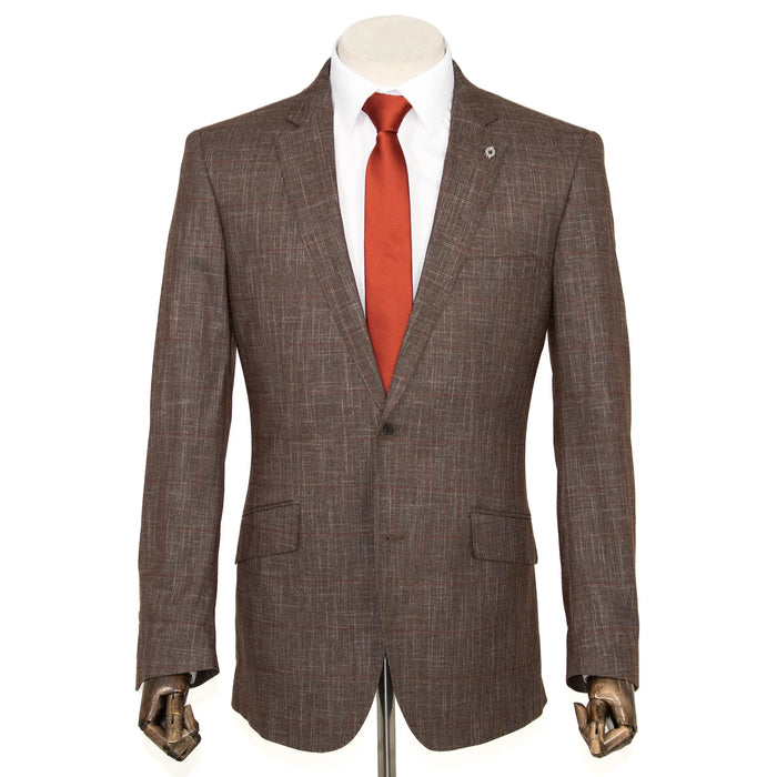 Brown Dupplin-Check 2-Piece Tailored-Fit Suit