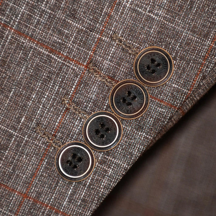 Brown Dupplin-Check 2-Piece Tailored-Fit Suit