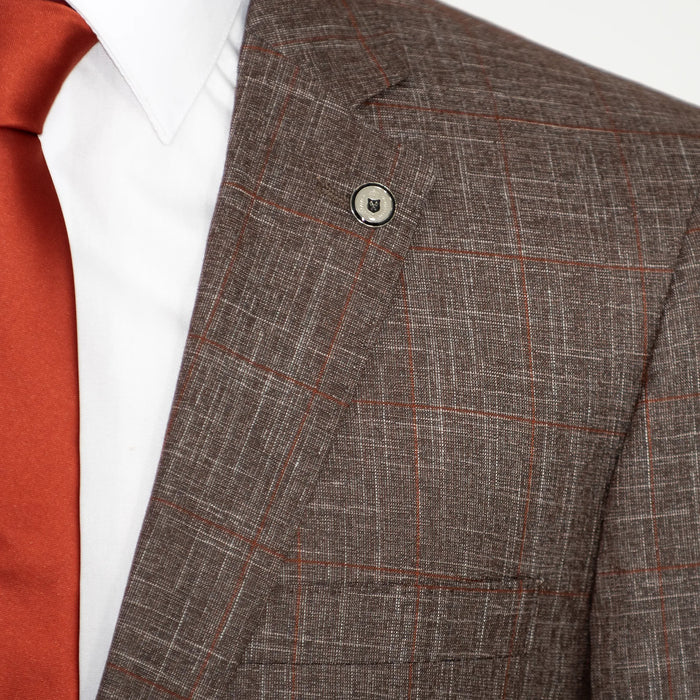 Brown Dupplin-Check 2-Piece Tailored-Fit Suit