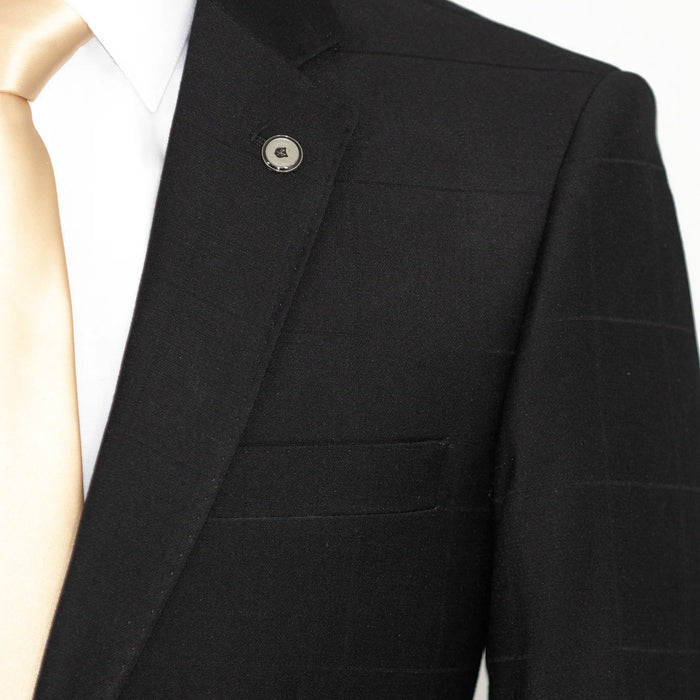 Black on Black Windowpane 2-Piece Tailored-Fit Suit