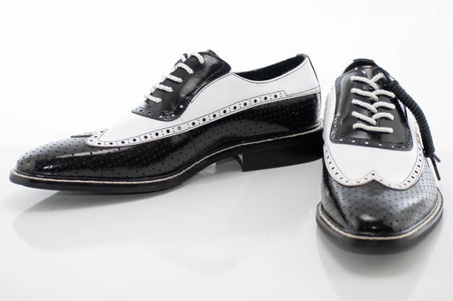Black and White Perforated Wingtip Derby