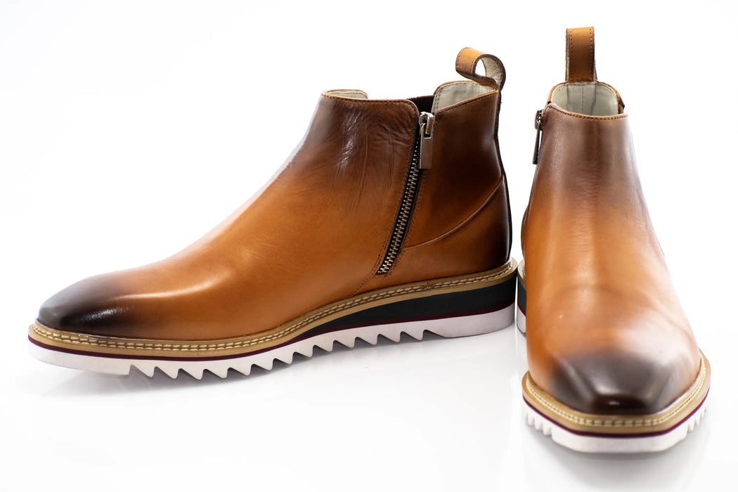 Tan Leather Zip-Up Chelsea Boot