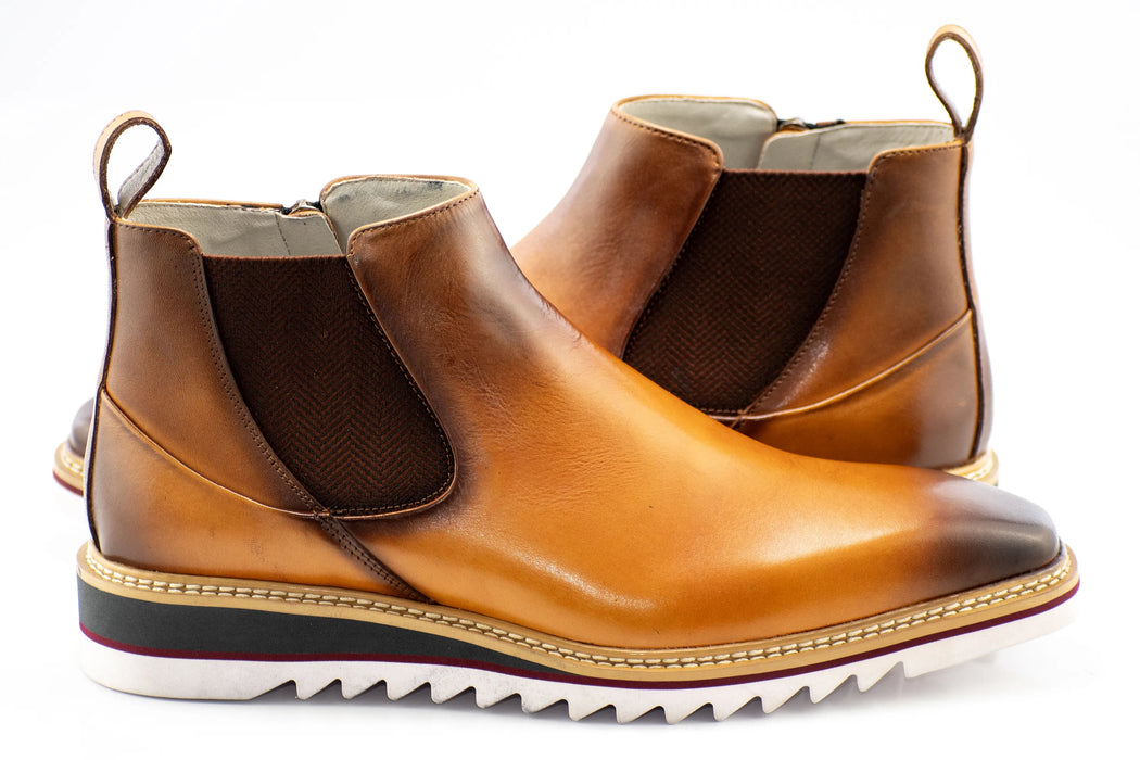 Tan Leather Zip-Up Chelsea Boot