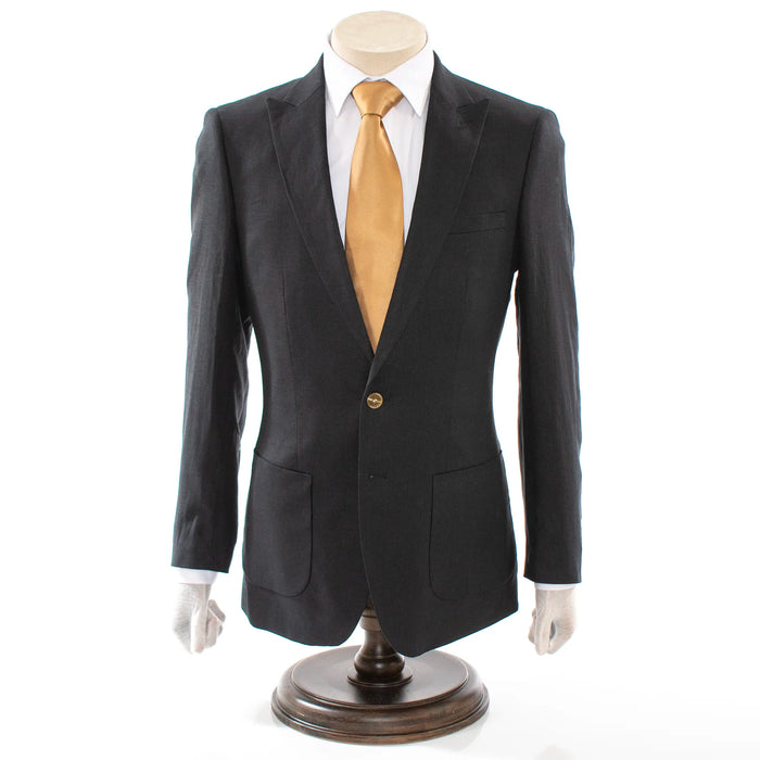 Black 2-Piece Slim-Fit Linen Suit