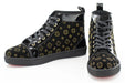 Black Suede and Gold Rhinestone High-Top Sneakers