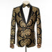 Black with Gold Filigree Tailored-Fit Tuxedo Jacket