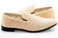 Champagne Rhinestone Suede Smoking Loafers
