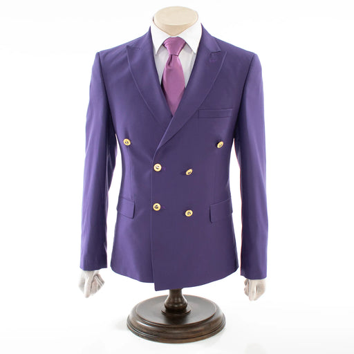 Men's Purple 2-Piece Tailored-Fit Suit With Peak Lapels And Gold Buttons