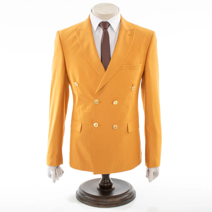 Men's Copper 2-Piece Tailored-Fit Suit With Peak Lapels And Gold Buttons