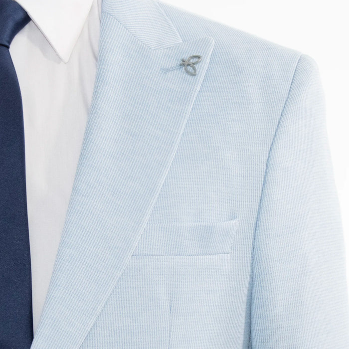 Light Blue Cotton Single-Breasted 2-Piece Slim-Fit Suit