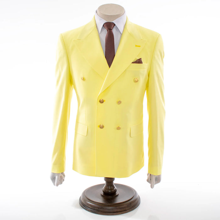 Canary Yellow Double-Breasted 2-Piece Slim-Fit Suit