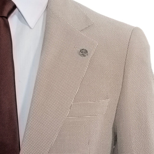 Men's Light Brown Minicheck Seersucker Slim-Fit Suit