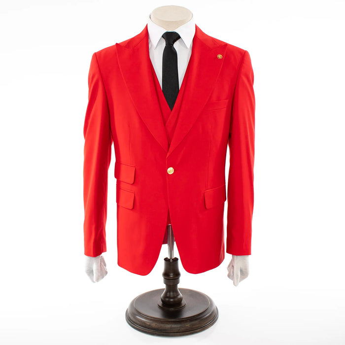Red 3-Piece Slim-Fit Suit