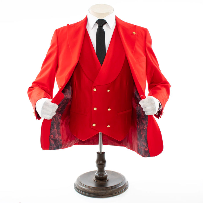 Red 3-Piece Slim-Fit Suit