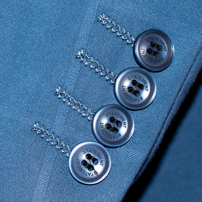 Steel Blue Windowpane 3-Piece Tailored-Fit Suit