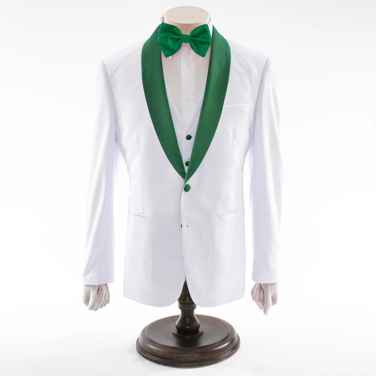 White And Hunter Green 3-Piece Modern-Fit Tuxedo With Shawl Lapels ...