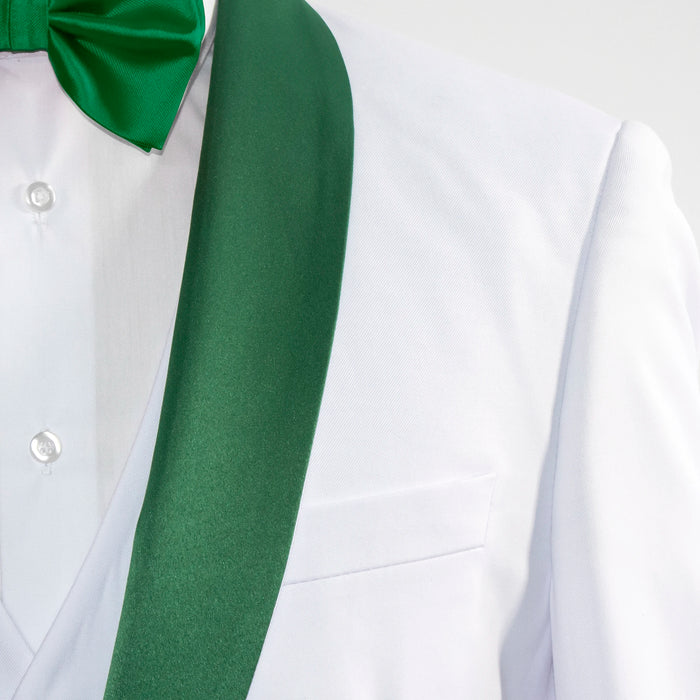 Men's White And Hunter Green 3-Piece Modern-Fit Tuxedo With Shawl Lapels
