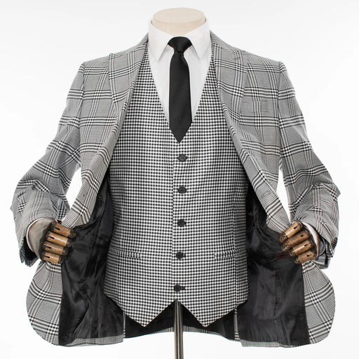 Black and White Glen Check 3-Piece Slim-Fit Suit