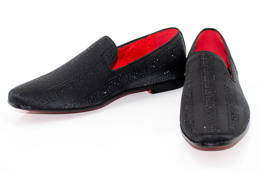 Men's Black And Red Grecian Rhinestone Dress Loafer