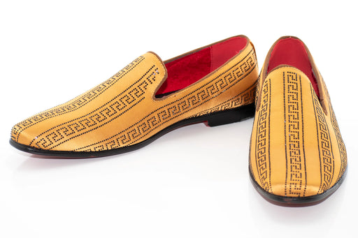 Men's Gold And Black Grecian Rhinestone Dress Loafer