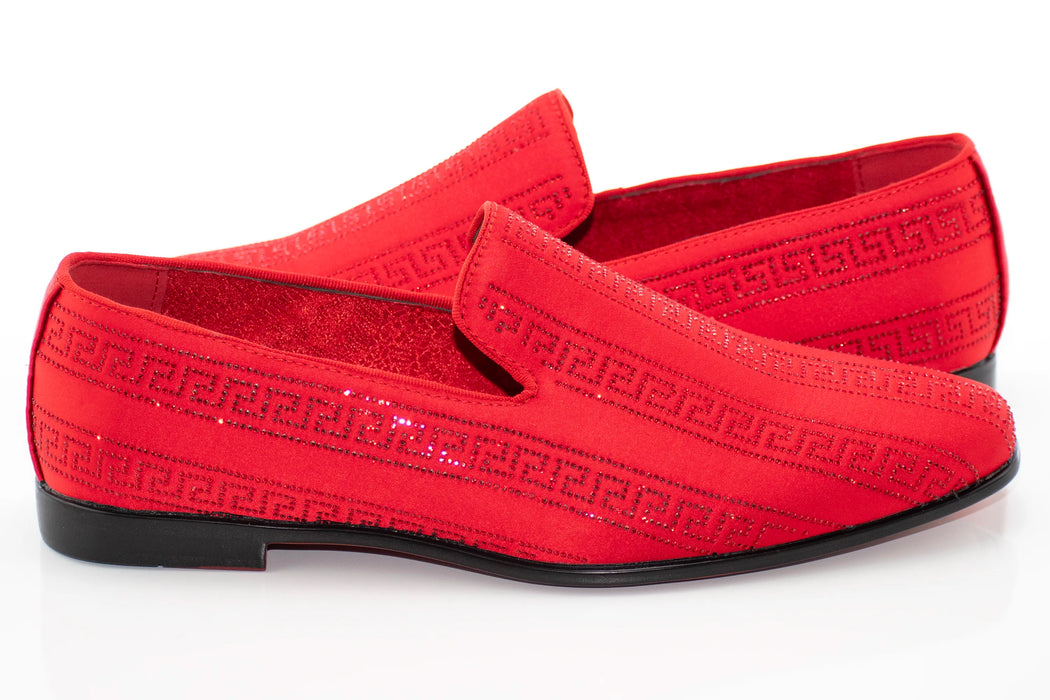 Men's Red Grecian Rhinestone Dress Loafer
