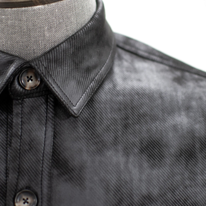 Black Vegan Leather Dress Shirt