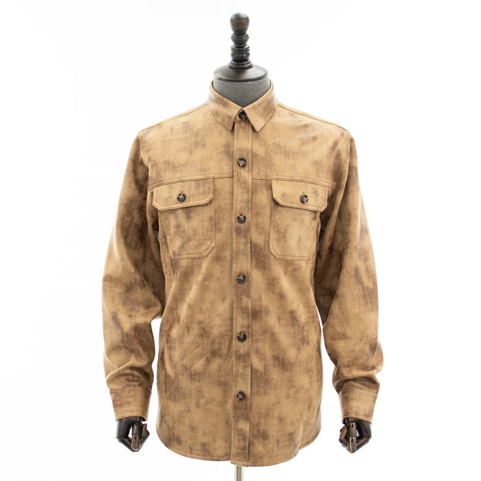 Camel Vegan Leather Dress Shirt