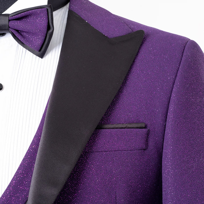 Dante | Dark Purple Glitter 3-Piece Tailored-Fit Tuxedo