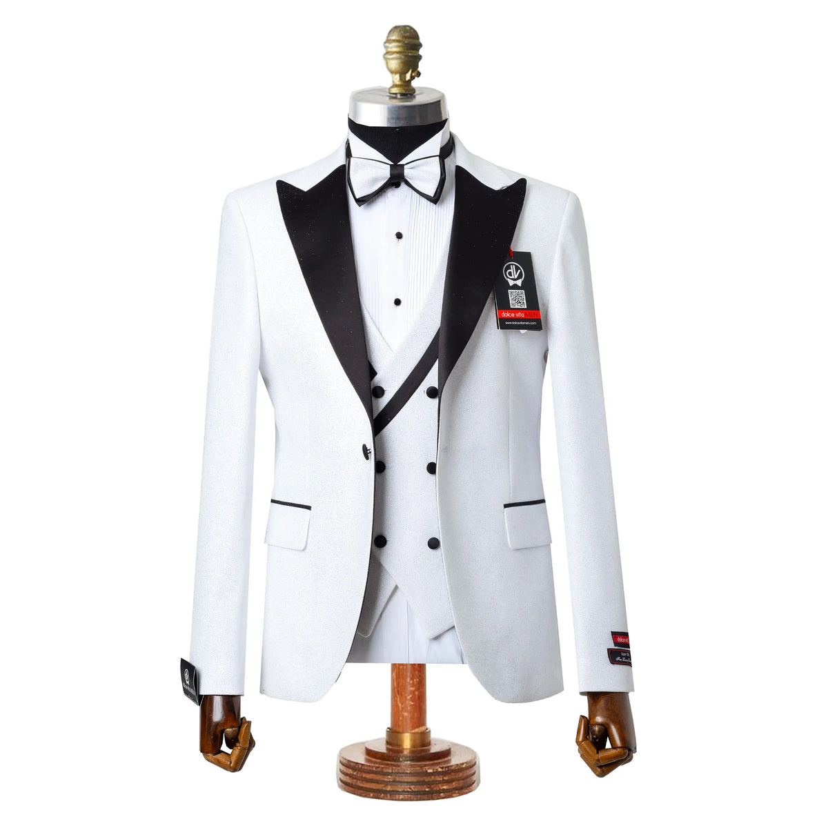 Dante | White Glitter 3-Piece Tailored-Fit Tuxedo — dolce vita MEN