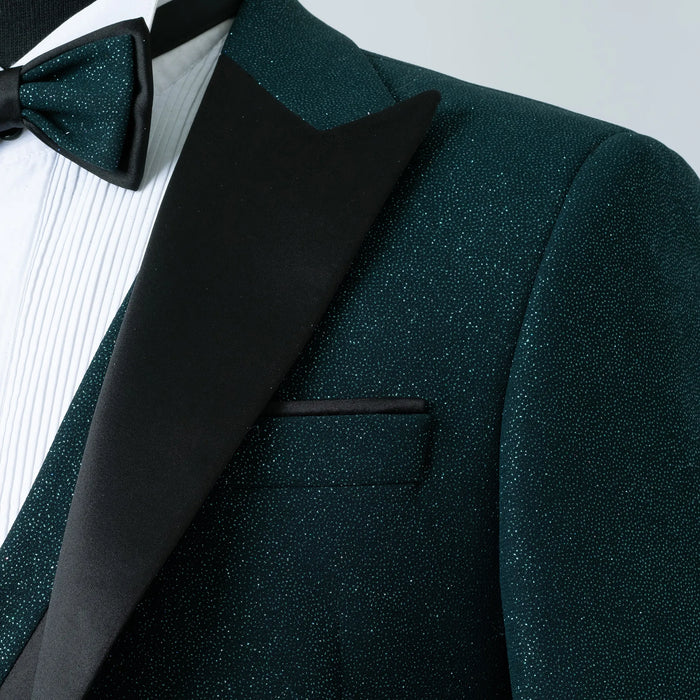 Dante | Forest Green Glitter 3-Piece Tailored-Fit Tuxedo