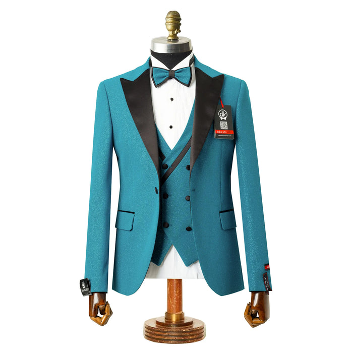 Dante | Turquoise Glitter 3-Piece Tailored-Fit Tuxedo