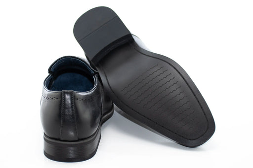 Black Brogue Wingtip Slip-On Dress Loafer