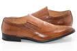 Tan Brogue Wingtip Slip-On Dress Loafer