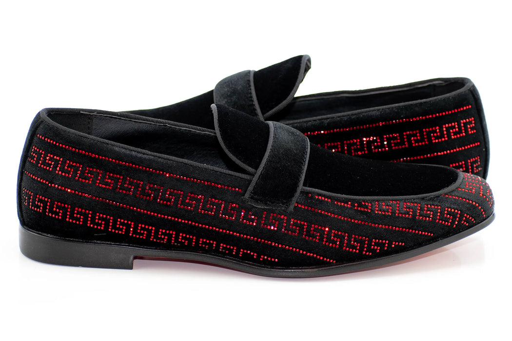Black And Red Greek Key Venetian Loafer