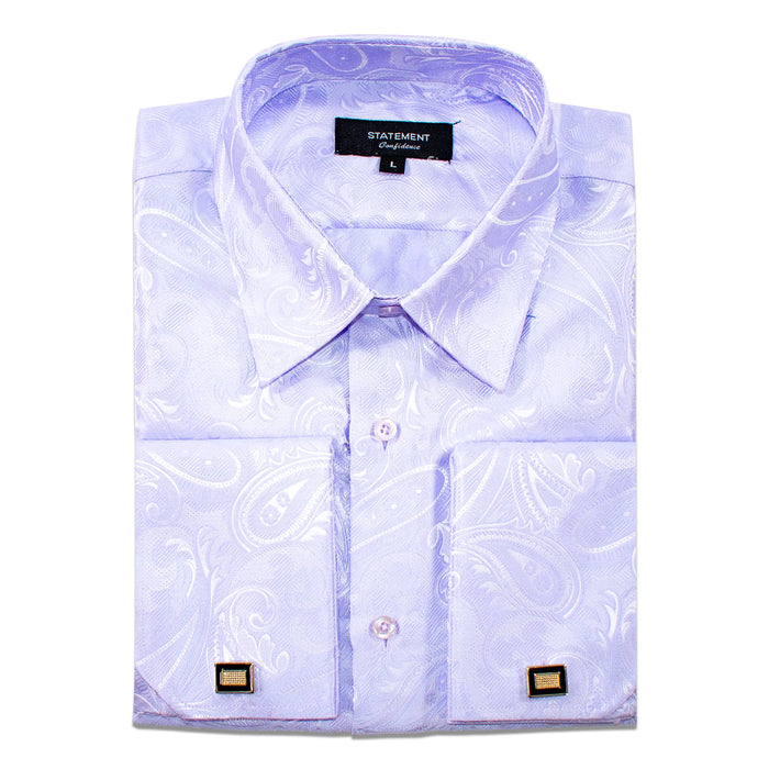 Lavender Paisley Regular-Fit Shirt with Cufflinks