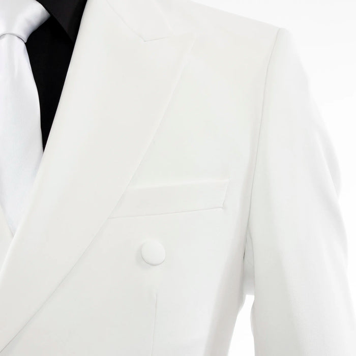 White & Black Double-Breasted 2-Piece Tailored-Fit Suit