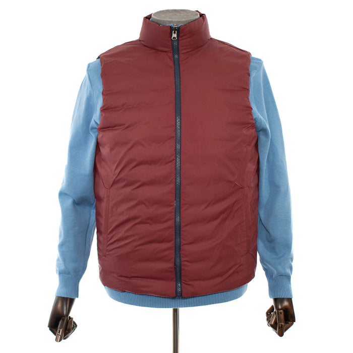 Men's Midnight And Burgundy Reversible Quilted Vest Jacket