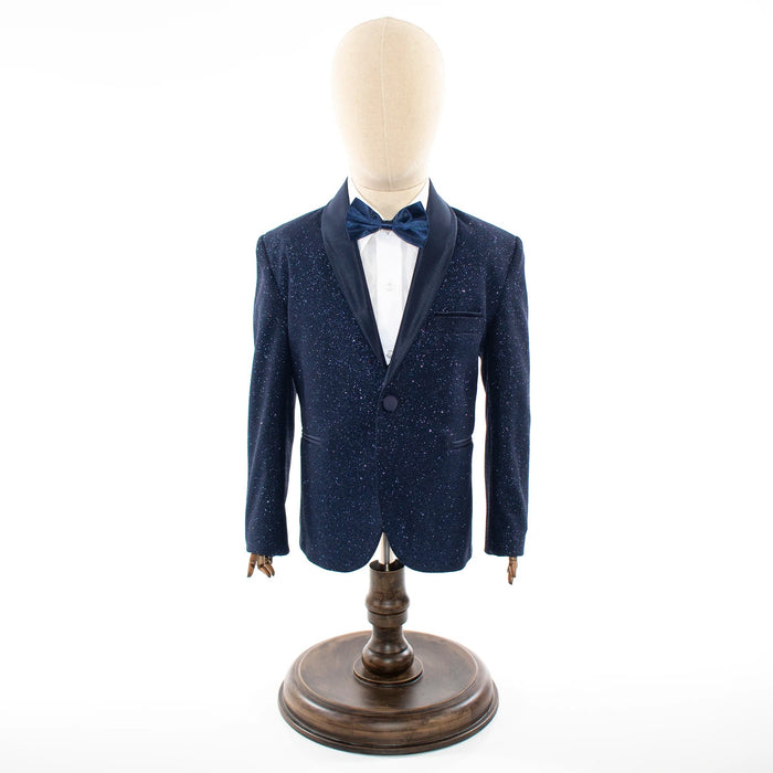 Navy Glitter 3-Piece Kids' Tuxedo with Matching Waistcoat