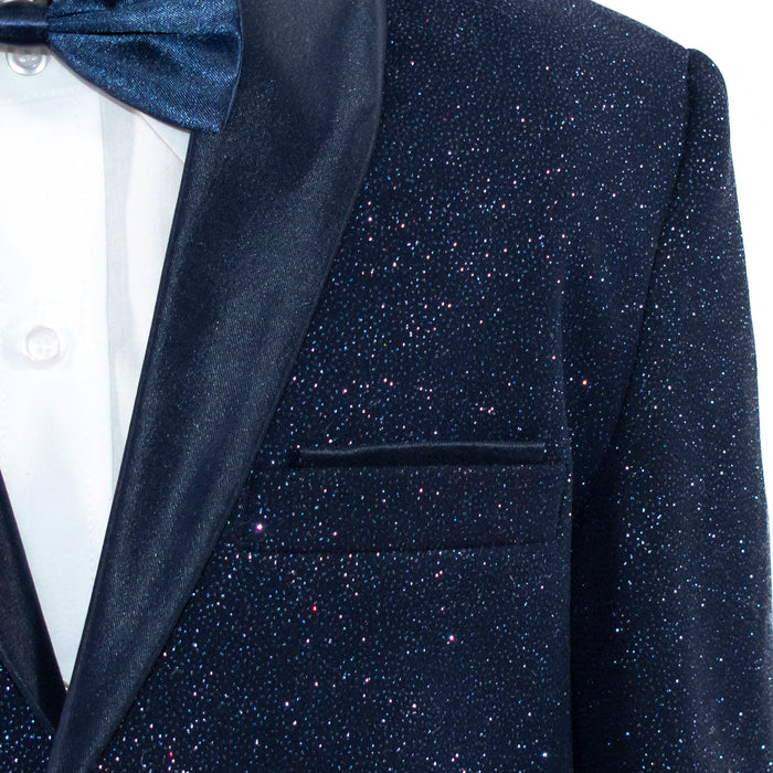 Navy Glitter 3-Piece Kids' Tuxedo with Matching Waistcoat