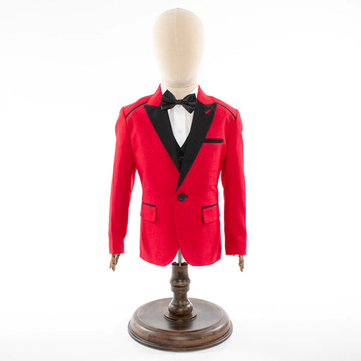 Kids' Red And Black 3-Piece Tuxedo