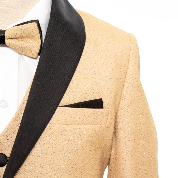 Gold Glitter 3-Piece Kids' Tuxedo with Matching Waistcoat