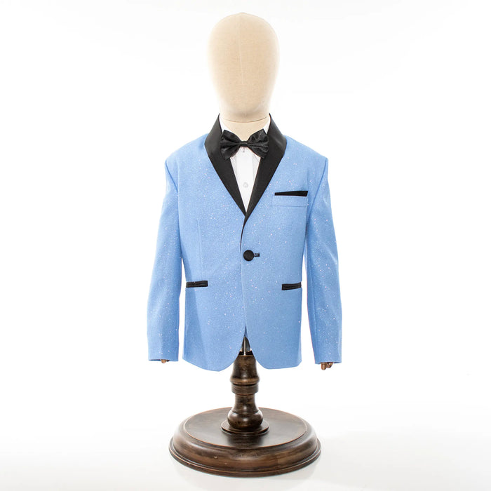 Sky Blue Glitter 3-Piece Kids' Tuxedo with Matching Waistcoat