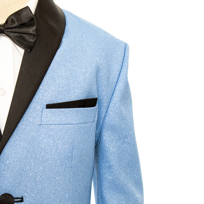 Sky Blue Glitter 3-Piece Kids' Tuxedo with Matching Waistcoat