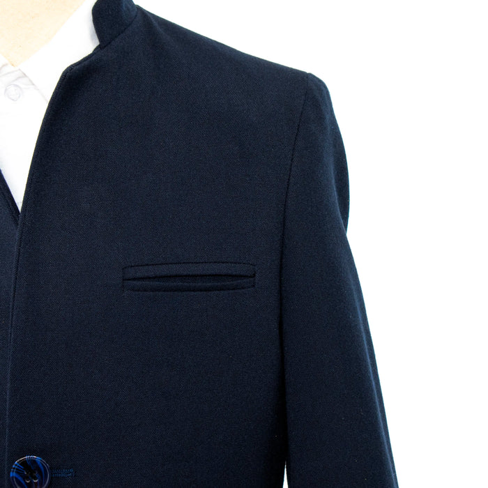 Navy Blue Mandarin Collar 2-Piece Kid's Suit