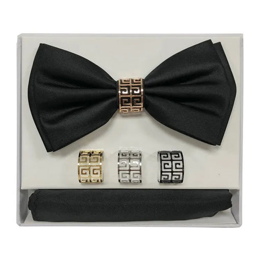 Black Bow Tie with Matching Hanky
